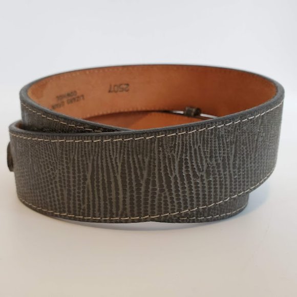 Vtg Gray Lizard Grain Cowhide Leather Ranger Western Belt Silver Sz 34 USA NWOT - Picture 7 of 11
